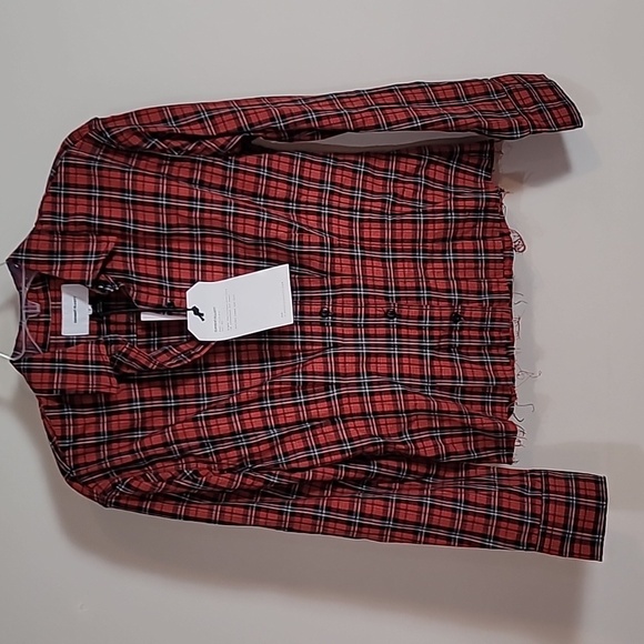CURRENT / ELLIOTT - TELLA Shirt Red Tartan Plaid Cropped Shirt - Picture 4 of 16